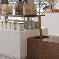 Ensemble complet de mobilier d'intérieur clé en main pour café en bois : comptoir de bar, vitrine et autres meubles pour restaurant, pâtisserie et salon de thé