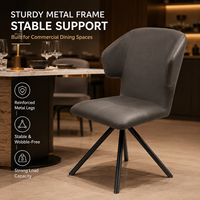 Chaise de salle à manger moderne à dossier haut en similicuir gris, assise capitonnée croisée, base araignée, pour hôtel et restaurant