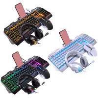 Set Keyboard dan Mouse Gaming Vintage Barebones Berkabel, Keyboard Mekanik dengan Lampu Latar RGB, Keyboard dan Mouse untuk Game Komputer