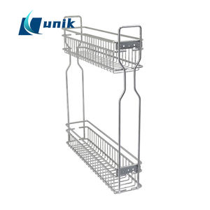 Organisateur de placard supérieur double, étagère coulissante à deux niveaux, glissière à roulement à billes, finition chromée, design moderne pour cuisine - Product Image 6