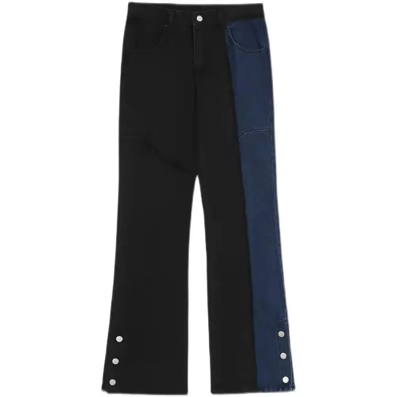 Custom Design Jeans für Männer Vintage Distressed Washed Baggy Jeans Herren Hip Hop Casual Straight Pants Kontrast Patchwork Hose