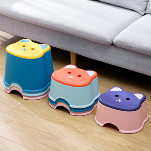 Cartoon Children's Footstool Thickened <b>Plastic</b> Round <b>Stool</b> Stackable Kids Chair - Product Image 3