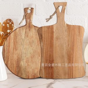 Tabla de cortar de madera de acacia de doble cara con asa para pizza, queso, repostería y uso en hoteles - Product Image 1