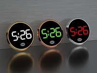 Horloge de tableau de bord de voiture à coller : Horloge numérique LED ronde en alliage tendance avec écran tactile et affichage lumineux