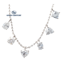 Good Century 18K gouden ketting met zes gemengde vormen van laboratorium gekweekte diamanten, bruids- en jubileumcadeau, luxe fijne sieraden