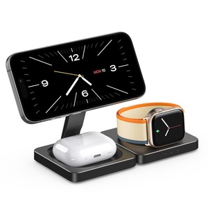 Cargador inalámbrico 3 en 1 de 15W para teléfonos Apple y Android, carga rápida, soporte plegable multifuncional. - Product Image 2