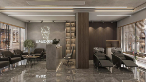 Free Design Luxury Barber Furniture | Custom Men Salon Interior Decor & Haircutting Workstation - Product Image 4