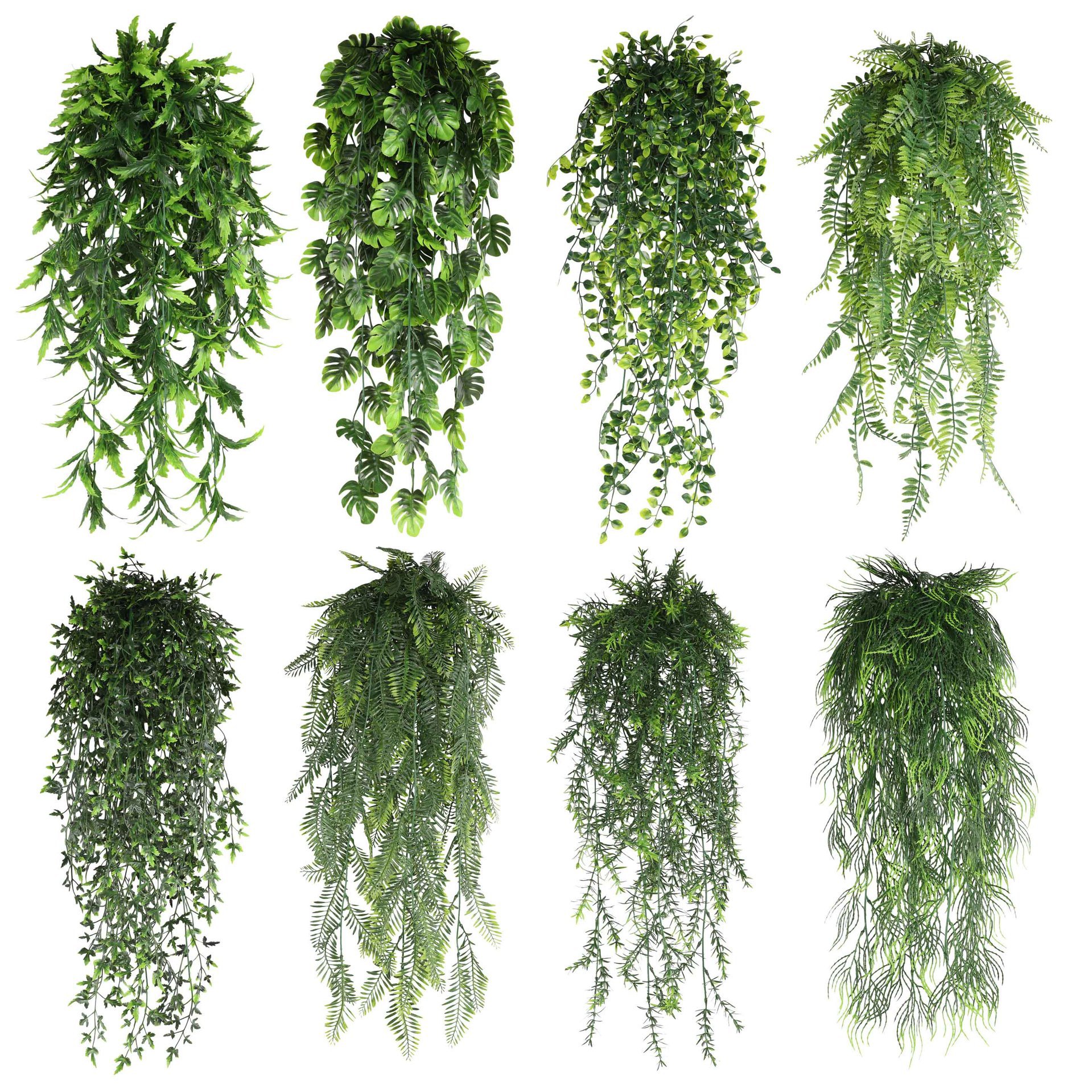 S0348 Wholesale Cheap Fake Plastic Faux Fern Leaf Vine Green Leaves Garland Wall Hanging Artificial Plants for Home Garden Decor