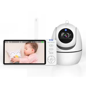 720P HD kabelloser Video-Baby-Monitor 5,0 Zoll Babyphon mit Nachtsicht 2-Wege-Audio-Musikplayer Schallerkennung