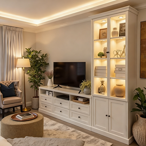 <span class=keywords><strong>ชั้น</strong></span><span class=keywords><strong>ว</strong></span>างที<span class=keywords><strong>ว</strong></span>ีไม้เนื้อแข็งพร้อมไฟ LED อบอุ่นในตั<span class=keywords><strong>ว</strong></span>และชั้นวางแบบเปิด สร้างบรรยากาศห้องนั่งเล่นที่อบอุ่น <span class=keywords><strong>ราคา</strong></span>ดีที่สุด รองรับที<span class=keywords><strong>ว</strong></span>ี - Product Image 3