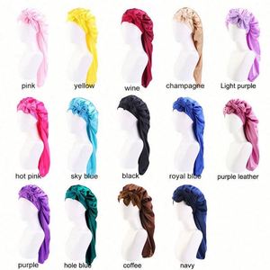 Bonnet de nuit et de protection capillaire long en satin avec logo personnalisé et queue ajustable pour femme adulte, idéal pour une utilisation quotidienne en extérieur, toutes saisons - Product Image 2