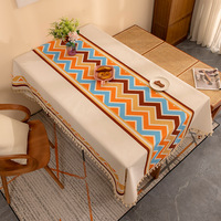 Mantel Rectangular Impermeable de Lino Sintético Estilo Boho con Borlas, Mantel Decorativo a Cuadros de Moda para Comedor