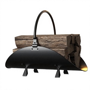 Porta Leños Moderno de Hierro para Interiores y Exteriores, Negro, Resistente, Metálico, con Asa, en Oferta - Product Image 3