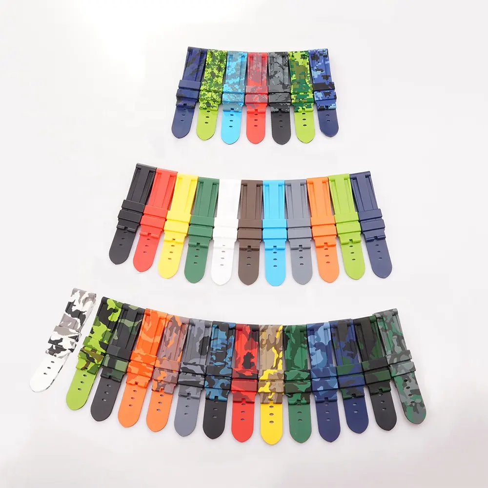 22mm 24mm Camo Black Blue color Waterproof Silicone Rubber Replacement Wrist Watch Band strap For Panera watch Samsun