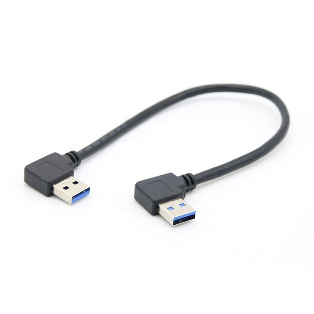 90 Degree Left Angle USB 3.0 Male Right Angle Data Cable 3A Fast Charging Pure Copper Core Braid Shielding PVC Computer 12-Month