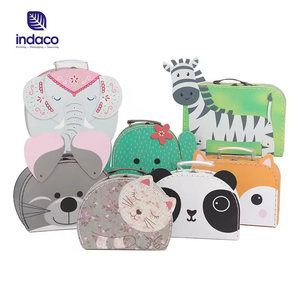 Customized cute cartoon animal <b>box</b> printed cardboard <b>suitcase</b> with handle, suitable for children's toy gift packaging <b>box</b> - Product Image 2