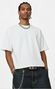 Camiseta Básica Lisa de Algodón Premium de 345G, Estilo Urbano, Corte Holgado, Manga Corta, Informal - Product Image 3
