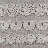 Dentelle guipure en coton antique, bordures festonnées brodées pour vêtements et textiles de maison
