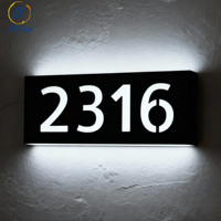 Plaque de porte en laiton avec éclairage LED personnalisé professionnel, design moderne, avec numéros de maison lumineux pour hôtels