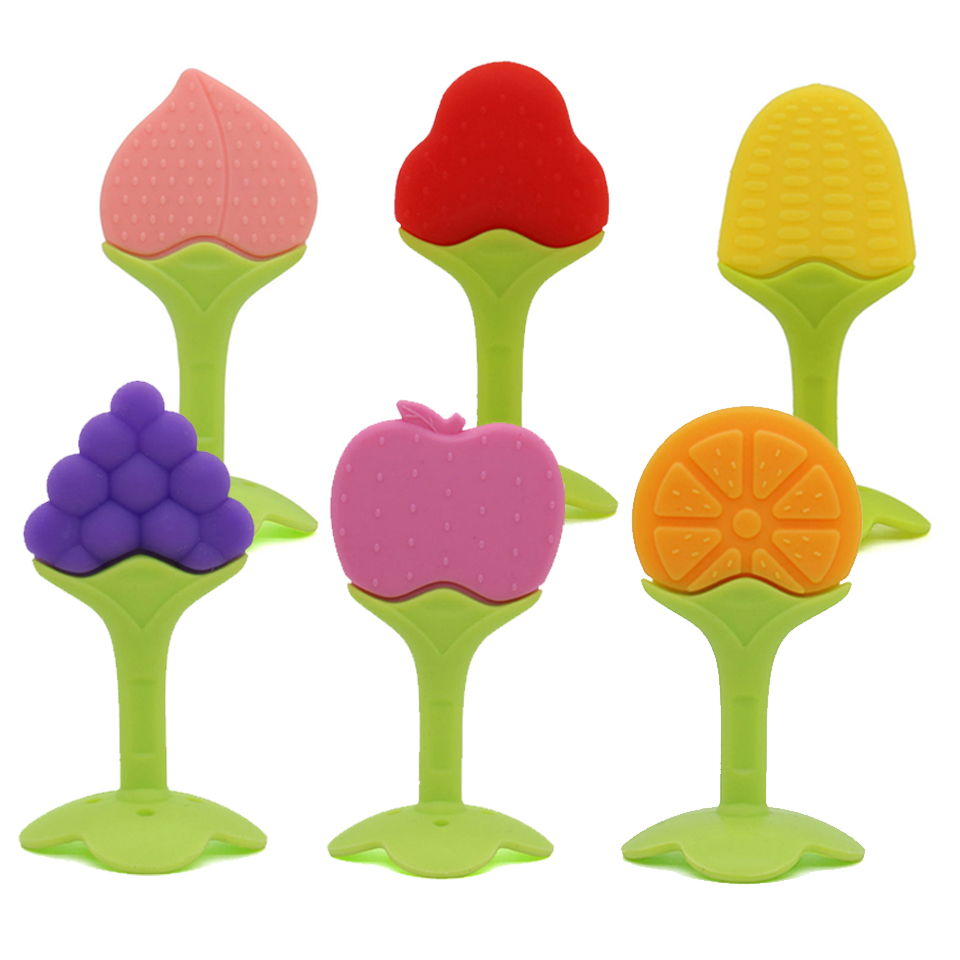 Безопасные игрушки для жевания в морозилке для новорожденных, Силиконовые Зубные щетки в форме банана, зубные кольца для фруктов, зубы для успокоения десен младенцев, детский Прорезыватель для зубов