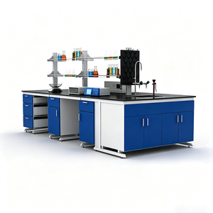 Mesa de Trabajo de Acero y Madera Popular para Laboratorio, Serie <span class=keywords><strong>Secret</strong></span> Test, para Mobiliario de Laboratorio de Hospitales y Escuelas - Product Image 1