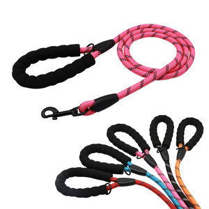 Reflective Nylon <b>Dog</b> <b>Leash</b> With Padded Handle Simple Style For <b>Dogs</b> Black Pink Blue Red Orange Colors - Product Image 3
