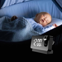 EMAF Slaapkamer Tijdprojectie Spiegel LED Digitale Tafelwekker Stille Werktijd Temperatuur Projector Spiegel Bureauklok