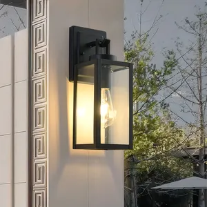 Waterproof IP54 Black Rectangular Wall Lamp Outdoor Security Street Balcony Wall Light For Doorway Yard Hotel Garden
