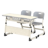 Meubles scolaires en bois personnalisables, bureau et chaise scolaires doubles, ensembles scolaires pour étudiants et universités