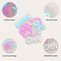 Enseigne néon LED 3D en acrylique personnalisable OEM ODM pour salon de toilettage d'animaux, décoration murale de magasin ou de maison
