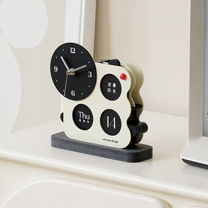 Wozoom Design Creative <b>Desk</b> <b>Clock</b> Geometric Minimalist Day Date Display Battery Powered Tabletop Calendar Decoration - Product Image 4