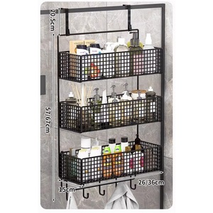 Modern Double Tier Stainless Steel Wall Mounted Shower Room <b>Racks</b> Punch-Free Bathroom Towel Storage <b>Racks</b> with Glass Doors - Product Image 6