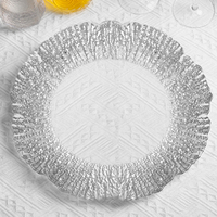 Assiette de Présentation en Verre Transparent Écologique et Sans BPA, Style Minimaliste Doré, Idéale pour Mariages, Hôtels et Restaurants (Vente en Gros)