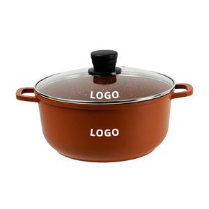 Công Suất Cao 2 Lớp Soong Súp Kho Chậu Không Dính Hợp Kim Nhôm Với Màu Cam Tối Bên Ngoài Chất Lượng Cao Súp Kho Chậu - Product Image 1