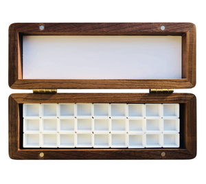 Vassoio per tavolozza di pittura ad acquerello ermetico personalizzato a 27 celle scatola per tavolozza ad acquerello in legno di <span class=keywords><strong>noce</strong></span> fatta a mano - Product Image 1