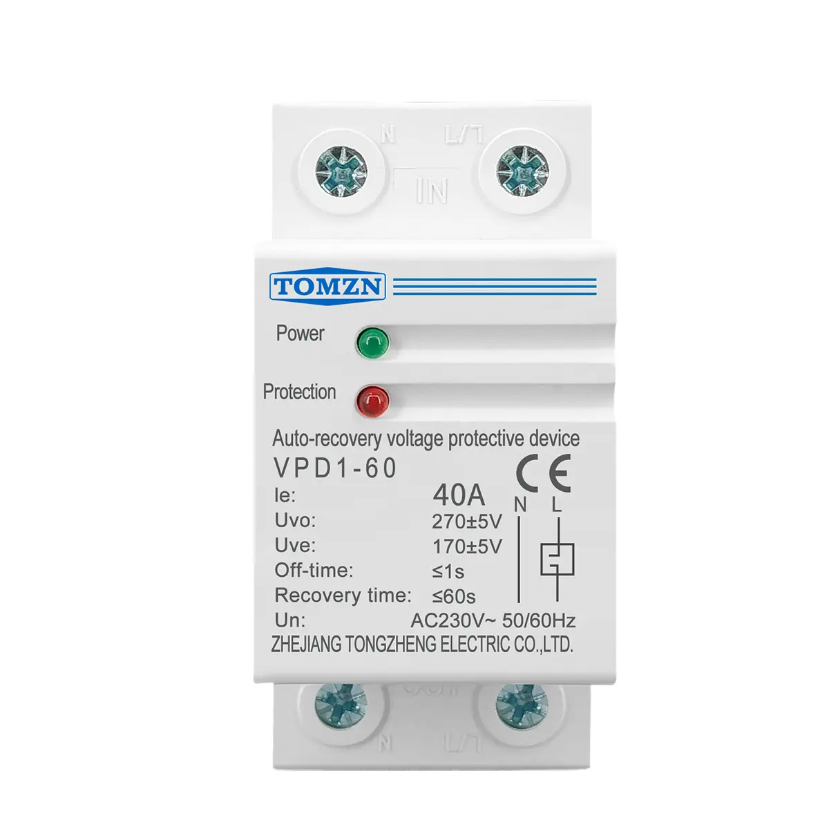 40A 63A 230V Household Din Rail Automatic Recovery Reconnect Over Voltage And Under Voltage Protective Device Protector