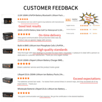 Batterie LiFePO4 personnalisée 25,6 V 100 Ah, pack de batterie au lithium 24 V, remplacement pour batteries au plomb, plus de 4000 cycles, étanche IP65, BMS intégré pour usage domestique