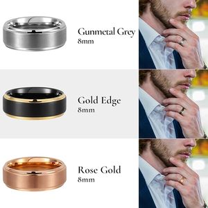 Anillos de moda 8mm Oro 18K Anillo de tungsteno Pareja Wed Set Compromiso Anillos de promesa Ajuste cómodo - Product Image 2