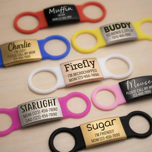 Groothandel Gepersonaliseerde Anti-Verloren Huisdier Id Tags En Kraag Waterdicht Blank Metaal En Siliconen Slide-On Met Dierenpatroon Rubber - Product Image 4