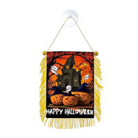 Petite bannière en soie personnalisée 10x15cm, décoration murale en satin durable, résistante aux plis, pour Halloween en famille