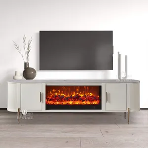 70英寸豪华独立式室内木制壁炉电视架加热器现代人造发光二极管灯电壁炉电视架