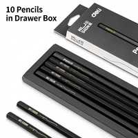 Crayons en bois noir Nusey NS722-HB, lot de 10, mine lisse pour l'école et le bureau