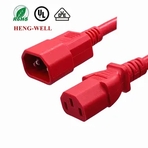 Precio de fábrica al por mayor de alta calidad IEC C13 C14 C19 C20 C21 18/16/14AWG azul/rojo/Negro conector cable de alimentación