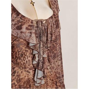 Robe courte en mousseline de soie à imprimé léopard pour femmes FOXA, taille plus, manches cloche, style vintage, pour les vacances - Product Image 4