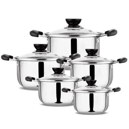 Gift set 5pcs stainless steel NonStick Kitchen Cookware Casserole pot with handle and transparent lid