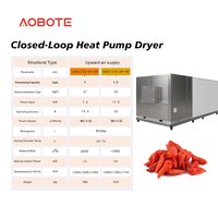 Sécheur à pompe à chaleur pour la transformation des aliments, machine automatique à commande PLC, déshydrateur alimentaire à haute efficacité pour les feuilles de thé de goji, les épices, etc.