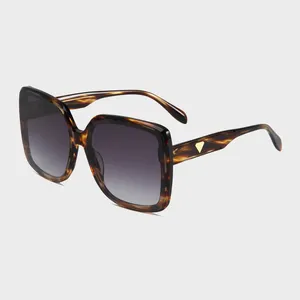 New Retro Tortoiseshell Big Square Frame Classic Fashion Premium Sense Custom Glasses Man Logo Acetate Brand Luxury Sunglasses