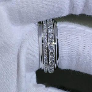 Anillo de Diamantes de Oro Blanco T0866, Corte Brillante Redondo Natural, Color G, Anillo de Bodas Unisex, Joyería - Product Image 3