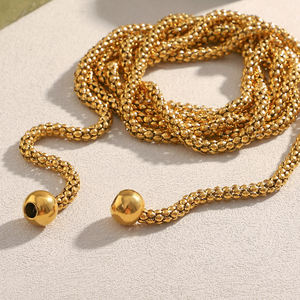 Dreamshow kalung manik-manik multi-lapis emas 18k kalung rantai pernyataan perhiasan tanpa noda perhiasan baja tahan karat perhiasan - Product Image 4