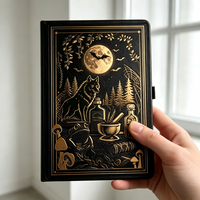 Carnet de sorcière A5 à couverture rigide en PU, personnalisé, motif loup, pour notes sur les ombres, cadeau
